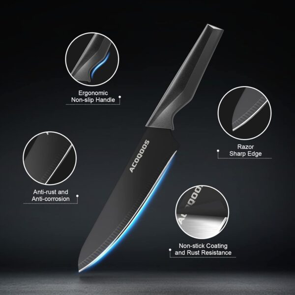 ACOQOOS-ACOQOOS Block Knife Set, Kitchen Knife Sets 14 Pieces Internal Sharpener, Chopping, Slicing, Kitchen Knives for Cube Cutting
