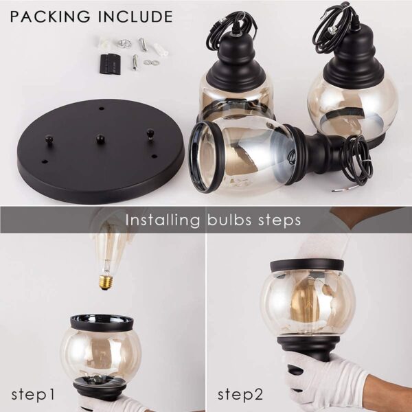 VRCT Antique Design Lantern Ceiling Hanging Pendant Light for Decoration of Home, Restaurant - 3 Set Piece (Bulb not Included)(AC/DC, Metal)