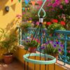 Paradigm Pictures Big Madhubani Wind Chimes for Home Balcony Positive Energy- Positive Energy Items (6 Pipe Wind Chime) (Floral)