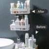 Bathroom Shelf Without Drill | Adhesive Bathroom Organizer Wall Shelf | 2 Shelves + 2 Soap Dish | Waterproof Rust-Free Bathroom Rack for Kitchen & Washbasin