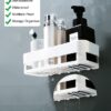Bathroom Shelf Without Drill | Adhesive Bathroom Organizer Wall Shelf | 2 Shelves + 2 Soap Dish | Waterproof Rust-Free Bathroom Rack for Kitchen & Washbasin