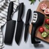 Knife Set of 3 with Cover, Stainless Steel Knives for Kitchen| Sharp Edge Cutting Chef Knifes for Chopping Vegetables, Fruits, Multipurpose Knife, Kitchen Tools