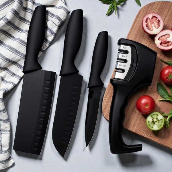 Knife Set of 3 with Cover, Stainless Steel Knives for Kitchen| Sharp Edge Cutting Chef Knifes for Chopping Vegetables, Fruits, Multipurpose Knife, Kitchen Tools