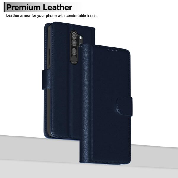 Pikkme Redmi Note 8 Pro Flip Cover Case | Leather Finish | Wallet Stand | Shock Proof | 360 Degree Complete Protection Flip Cover for Xiaomi Redmi Note 8 Pro (Blue)