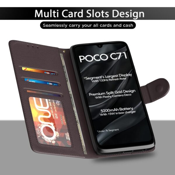 1777424468_Pikkme-Flip-Cover-for-Poco-C71-Redmi-A5-Leather-Finish-Inside-TPU-with-Card-Pockets-Wallet-Stand-and-Shock-Proof-Complete-Protection-Flip-CaseCoffee.jpg Pikkme Flip Cover for Poco C71 / Redmi A5 Leather Finish | Inside TPU with Card Pockets | Wallet Stand and Shock Proof | Complete Protection Flip Case(Coffee)