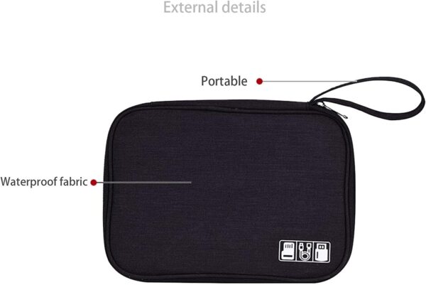 House of Quirk Polyester Electronic Accessories Pouch (Black_NEW_LINEN_GADGET_ORG_BLA-_-)