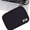 House of Quirk Polyester Electronic Accessories Pouch (Black_NEW_LINEN_GADGET_ORG_BLA-_-)