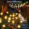 Solar Lights Outdoor Solar Firefly 8LED Bulb Garden Lights, Outdoor Decorations, Firefly Light for Patio Decor, Big Bulb, Unique Gifts for Decor Garden,Villa-Warm Yellow (5)