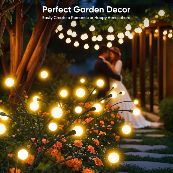 Solar Lights Outdoor Solar Firefly 8LED Bulb Garden Lights, Outdoor Decorations, Firefly Light for Patio Decor, Big Bulb, Unique Gifts for Decor Garden,Villa-Warm Yellow (5)