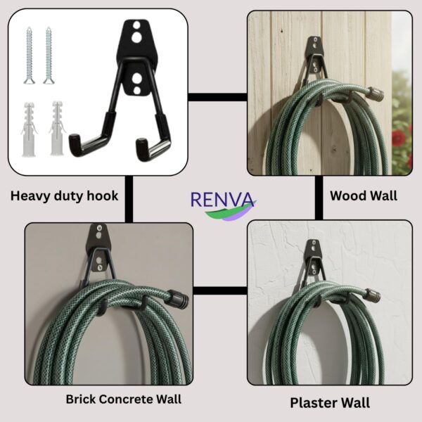 1777445421_RENVA-Water-Hose-Holder-Heavy-Duty-Garden-Hose-Reel-Water-Hose-Holder-Universal-Hose-Hanger-Wall-Mount-Metal-Hose-Hanger-for-Garden-Hose-Hose-Reel-Water-Hose-Ladder-Bicycle-4-Medium.jpg RENVA Water Hose Holder, Heavy Duty Garden Hose Reel Water Hose Holder Universal Hose Hanger Wall Mount Metal Hose Hanger for Garden Hose, Hose Reel, Water Hose Ladder Bicycle (4, Medium)