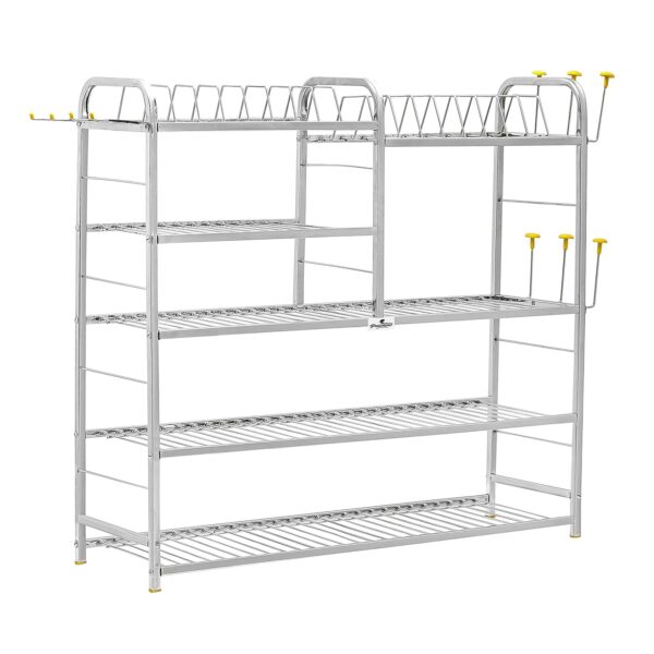 Palomino Wall Mount Kitchen Utensils Dish Rack | Stainless Steel Utensil Stand with Plate & Cutlery Holder (31 X 30 Inches) | Kitchen Shelves Organizer | Hanging