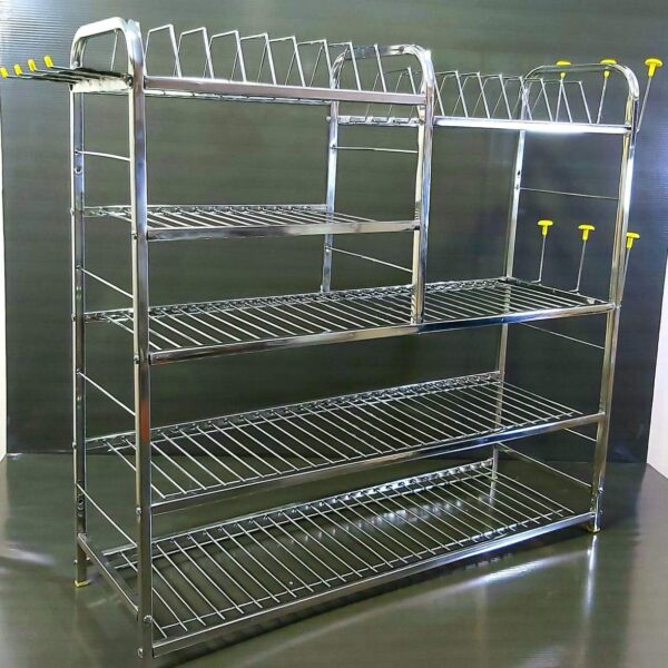 Palomino Wall Mount Kitchen Utensils Dish Rack | Stainless Steel Utensil Stand with Plate & Cutlery Holder (31 X 30 Inches) | Kitchen Shelves Organizer | Hanging