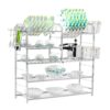 Palomino Wall Mount Kitchen Utensils Dish Rack | Stainless Steel Utensil Stand with Plate & Cutlery Holder (31 X 30 Inches) | Kitchen Shelves Organizer | Hanging