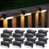 4Psc Plastic Solar Step Light Outdoor Led Solar Powered Deck Lights Waterproof Lighting for Steps Stairs Paths Garden Fences Pathway, Outdoor Solar Deck Light