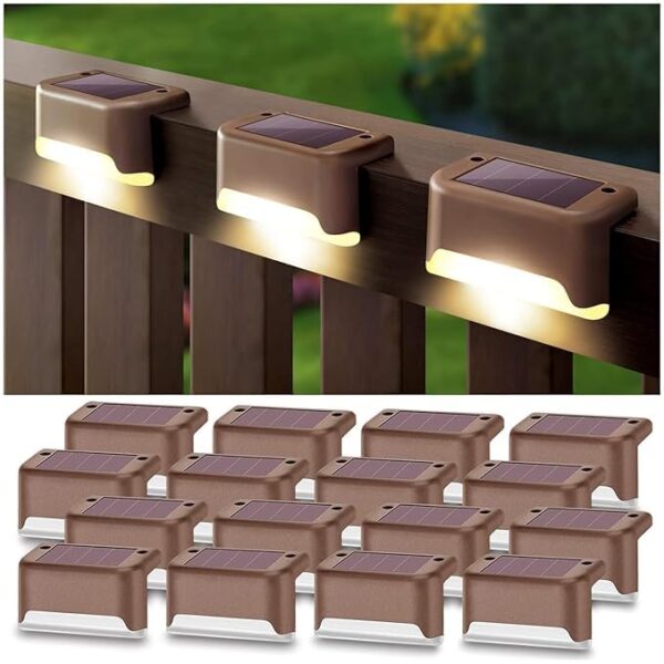 4Psc Plastic Solar Step Light Outdoor Led Solar Powered Deck Lights Waterproof Lighting for Steps Stairs Paths Garden Fences Pathway, Outdoor Solar Deck Light
