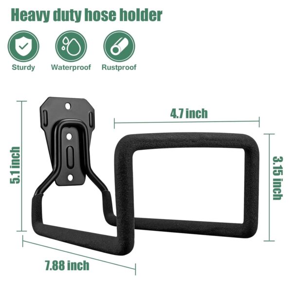NYALA 2 Pcs Heavy Duty Black Garden Hose Hangers – Outdoor Water Hose Storage Holder & Wall Mount Hose Reel Stand (Rust-Resistant, Easy Install)