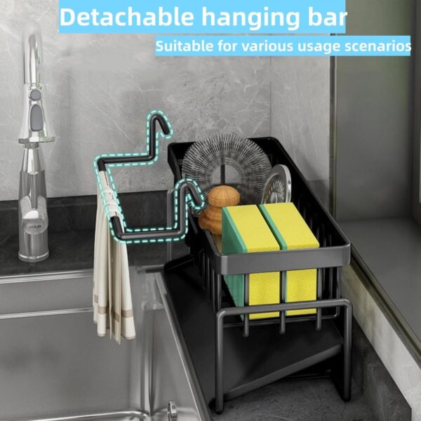 1777474862_Metal-Sponge-Holder-for-Kitchen-Sink-–-Auto-Draining-Sink-Organizer-Caddy-with-Soap-Tray-Dish-Brush-Towel-Bar-Holder-Kitchen-Storage-Rack-BLACK.jpg Metal Sponge Holder for Kitchen Sink – Auto-Draining Sink Organizer Caddy with Soap Tray, Dish Brush & Towel-Bar Holder, Kitchen Storage Rack (BLACK)