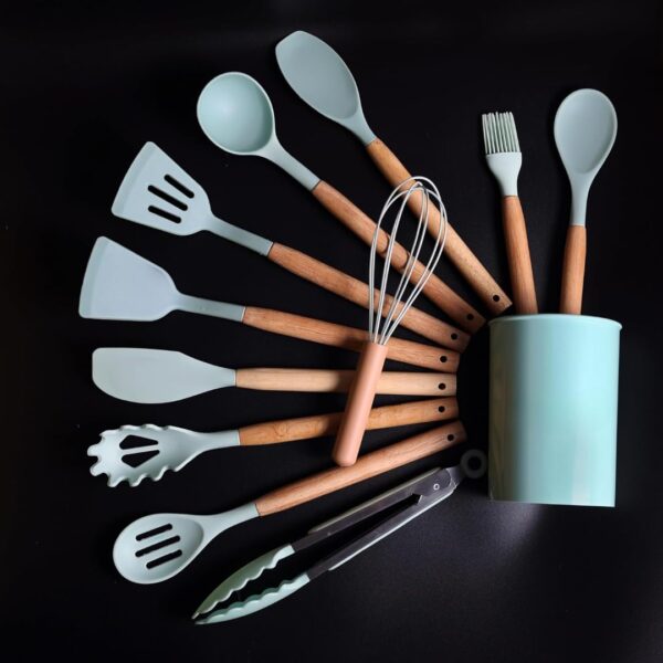 1777497940_12-Pcs-Silicone-Cooking-Utensils-Set-with-Holder-Heat-Resistant-Spatula-Turner-Set-Wooden-Spoons-Kitchen-Gadgets-Tools-for-Nonstick-Cookware-12-Green.jpg 12 Pcs Silicone Cooking Utensils Set with Holder - Heat Resistant Spatula Turner Set, Wooden Spoons, Kitchen Gadgets Tools for Nonstick Cookware (12, Green)