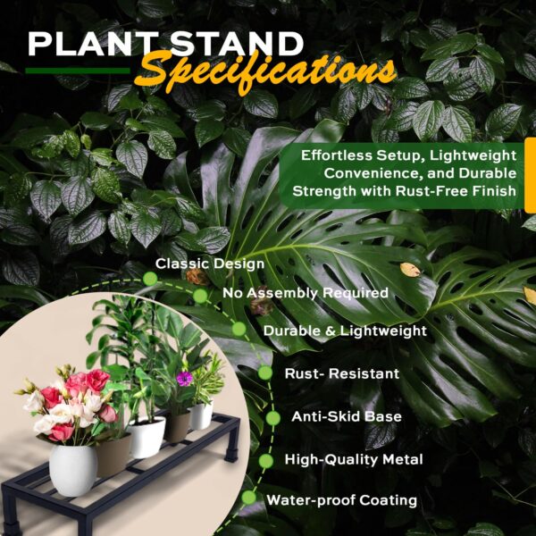 Conex Solution Indoor/Outdoor Flower Pot/ Metal Plant Stand for Home Garden Balcony /Living Roomr (Black-Set of 1)