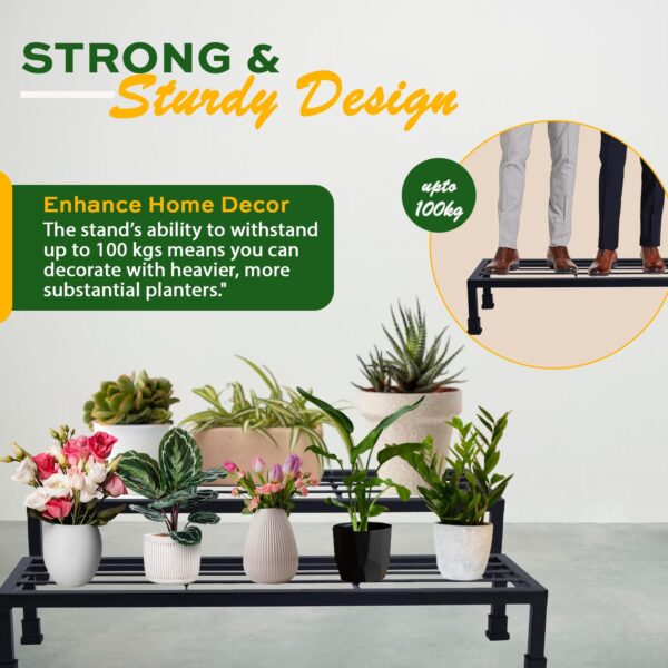 Conex Solution Indoor/Outdoor Flower Pot/ Metal Plant Stand for Home Garden Balcony /Living Roomr (Black-Set of 1)