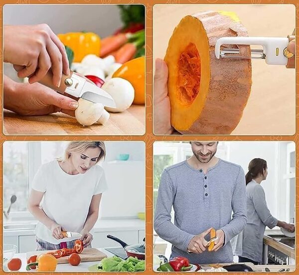 Pocket Knife, Kitchen Knife Peeler Portable Knife for Fruit 2 in 1 Knife and Peeler for Kitchen Travel Knife with case Stainless Steel Bled Pack of 1 (2 in 1)