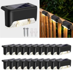 Solar Light Outdoor Garden Home Waterproof Stair Deck Pool Patio Solar Light Outdoor Garden Home Waterproof Stair Deck Pool Patio Fence Gate Yard Floor Step Railing Window Balcony Sunlight Pathway and Warm White Solar Wall Lights (4)