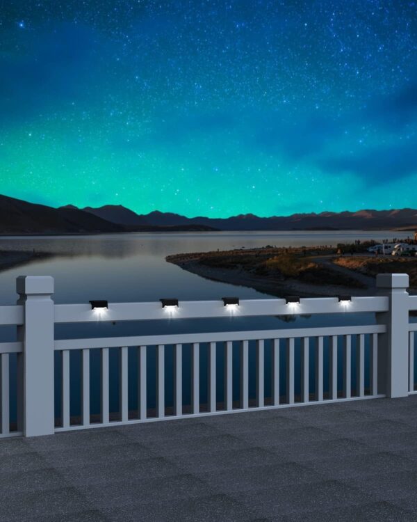 Solar Light Outdoor Garden Home Waterproof Stair Deck Pool Patio Fence Gate Yard Floor Step Railing Window Balcony Sunlight Pathway and Warm White Solar Wall Lights (4)