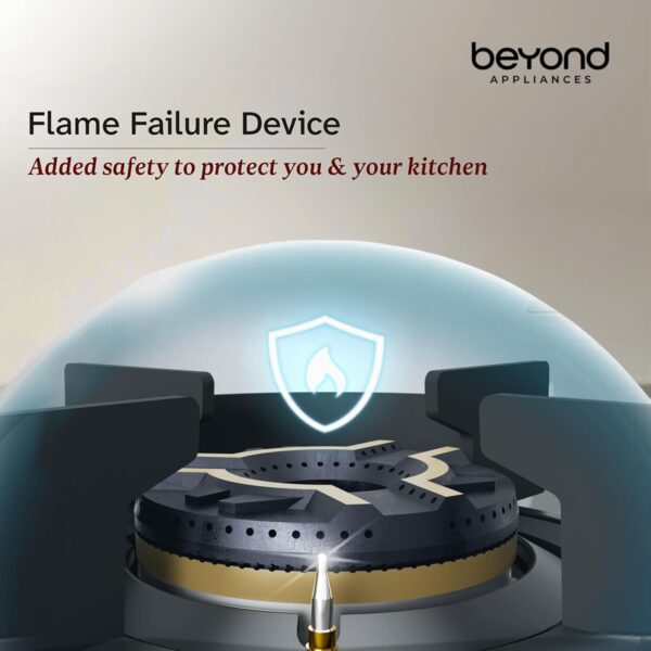 Beyond Appliances Auriga Pro 3 Full Brass Burner Smart Gas Stove I Auto Ignition I Digital Timer I Flame Failure Device I Toughened Glass I ISI Certified, LPG & PNG Compatible, PAN India Service