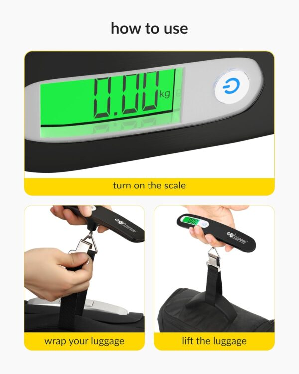 GoTrippin by Destinio Weight Machine for Luggage - 50 kg capacity, Steel body, Lifetime replacement - Digital Portable Electronic Luggage Weighing Scale for home, travel, flights, bags (Dark Gray)