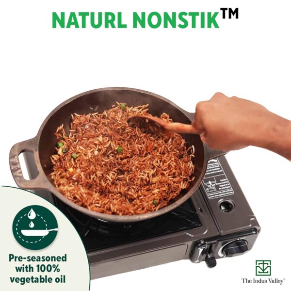 The Indus Valley Super Smooth Cast Iron Kadai | Medium, 25.4cm/10 inch, 2.5Ltr, 2.4kg | Nonstick, Pre-Seasoned Kadhai, 100% Pure & Toxin-Free, No Chemical Coating