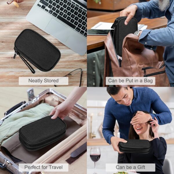 Compact Cable Organizer Bag | Double Layer Storage Pouch for Cables, Chargers, Power Bank & Other Accessories | Durable & Portable Nylon Travel Case with Mesh Pockets