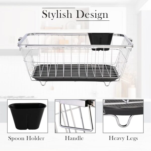 1777554415_Kuber-Industries-Stainless-Steel-Dish-Rack-for-Kitchen-Vessels-Organizer-Stands-with-Handle-Spoon-Holder-Draining-Tray-Included-17x22-Inch-56x44x23-cm.jpg Kuber Industries Stainless Steel Dish Rack for Kitchen | Vessels Organizer Stands with Handle | Spoon Holder & Draining Tray Included | 17x22 Inch, 56x44x23 cm