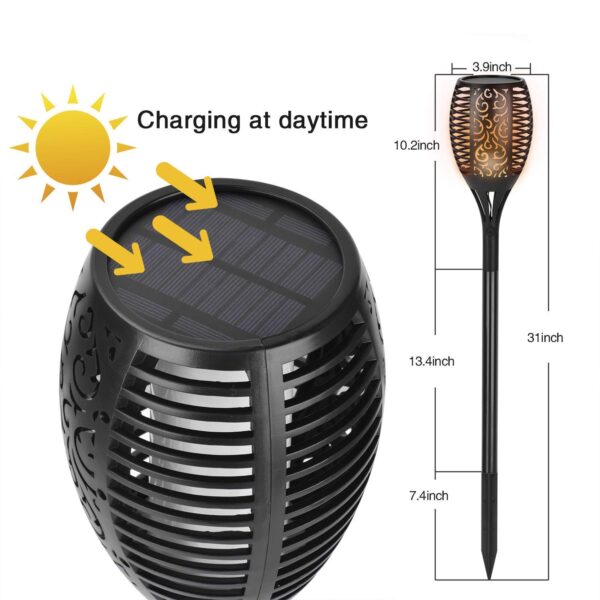 XERGY Solar Lights Outdoor Waterproof Dancing Fire Mashaal Flame Torch 96 Led 2200 Mah Battery Lantern Landscape Lighting Dusk to Dawn Auto On/Off Security Torches (Pack of 2) - Abs, Polycarbonate