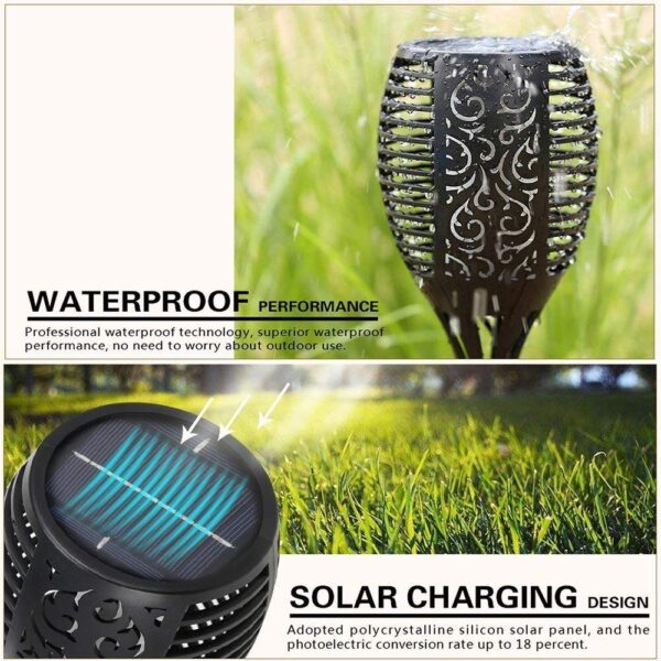 XERGY Solar Lights Outdoor Waterproof Dancing Fire Mashaal Flame Torch 96 Led 2200 Mah Battery Lantern Landscape Lighting Dusk to Dawn Auto On/Off Security Torches (Pack of 2) - Abs, Polycarbonate