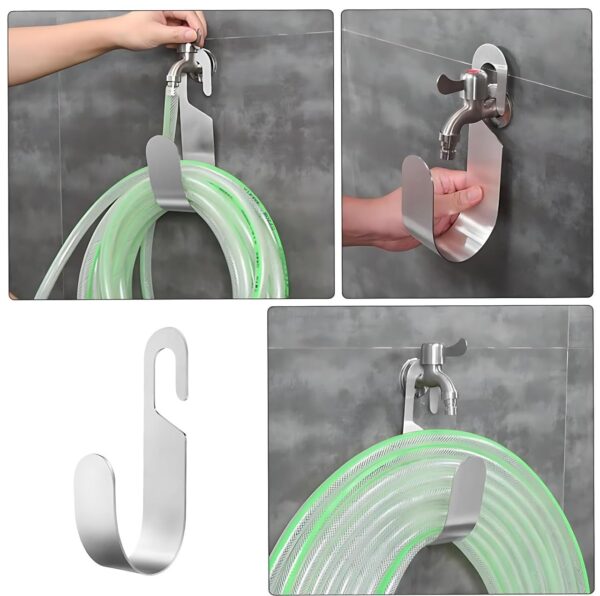 J Shaped Wall Mount Hose Hook Holder | Pipe Holder Easy Assembly Wall Mounting Durable | Garden, Garage, Workshop, and Outdoor Industrial Applications (1Pcs)
