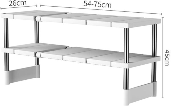 Luteti Under Sink Kitchen Rack, Under Sink Organizer,Under Sink Storage Rack,2 Tier Expandable Cabinet Shelf Organizer Rack with Removable Panels for Kitchen Bathroom Storage