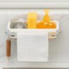 Two-Tone Hanging Drain Rack | Retractable Sink Storage Tray with Drying Basket | Self-Adhesive Sponge Holder & Organizer for Kitchen/Bathroom | No-Drill Wall Mounted, Space-Saving Plastic Rack