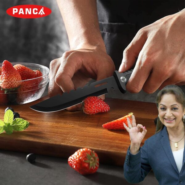 1777588145_PANCA-Premium-Carbon-Steel-Kitchen-Knife-with-Protective-Cover-Sharp-Utility-Knife-for-Cutting-Fruits-Vegetables-Meat-Rust-Resistant-Black-Culinary-for-Home-Kitchen-Use-Set-of-1.jpg PANCA Premium Carbon Steel Kitchen Knife with Protective Cover | Sharp Utility Knife for Cutting Fruits, Vegetables & Meat | Rust-Resistant Black Culinary for Home & Kitchen Use (Set of 1)