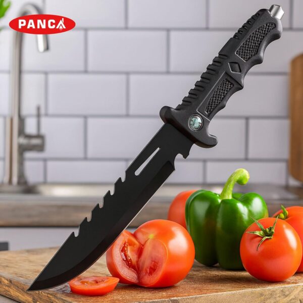 1777588146_PANCA-Premium-Carbon-Steel-Kitchen-Knife-with-Protective-Cover-Sharp-Utility-Knife-for-Cutting-Fruits-Vegetables-Meat-Rust-Resistant-Black-Culinary-for-Home-Kitchen-Use-Set-of-1.jpg PANCA Premium Carbon Steel Kitchen Knife with Protective Cover | Sharp Utility Knife for Cutting Fruits, Vegetables & Meat | Rust-Resistant Black Culinary for Home & Kitchen Use (Set of 1)
