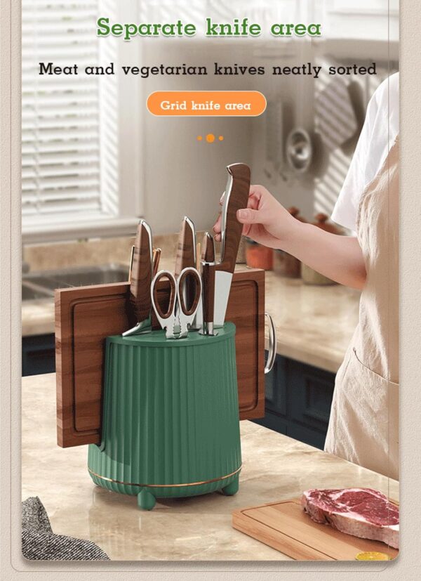 House of Quirk Kitchen Utensil Holder for Countertop Chopping Board Holder Kitchen Organizer Cutlery Holder Caddy Crock Silverware Flatware Organizer (Green)