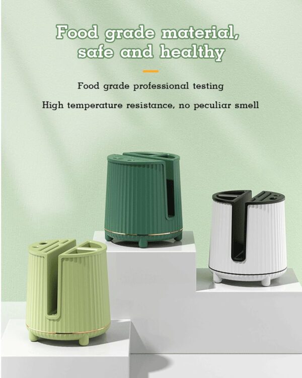 House of Quirk Kitchen Utensil Holder for Countertop Chopping Board Holder Kitchen Organizer Cutlery Holder Caddy Crock Silverware Flatware Organizer (Green)