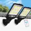 180W Led Solar Street Light Outdoor,10000LM IP65 Waterproof Solar Security Flood Lights Outdoor Motion Sensor, Wired Security Solar Powered Flood Lights for Indoor, Outside (Pack of 2)