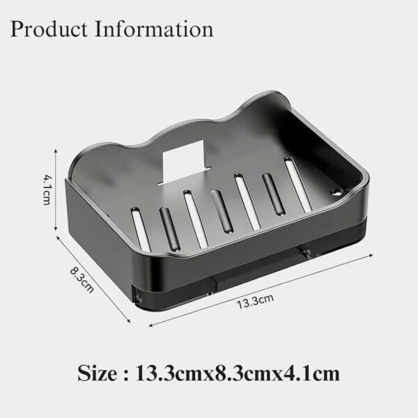 1Pack, Wall-Mounted Soap & Sponge Holder with Hooks – Self-Adhesive Bathroom Organizer with Drainage Tray, Rustproof Shower and Kitchen Accessory