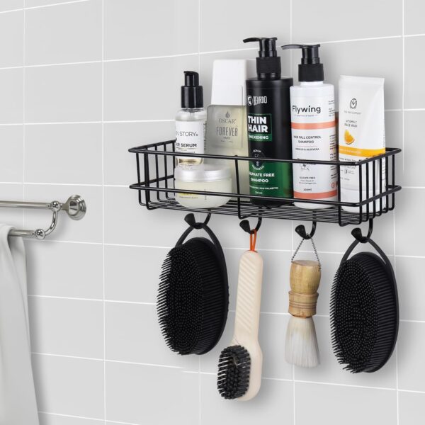 2-Pack-Shelf-Adhesive-Bathroom-Storage-Organiser-Shelf-Washroom-Organizer-Accessories-Shelves-Kitchen-Storage-Rack-with-4-Hooks-for-Holding-Towel-Large.jpg 2-Pack Shelf Adhesive Bathroom Storage Organiser Shelf Washroom Organizer Accessories Shelves Kitchen Storage Rack with 4-Hooks for Holding Towel (Large)