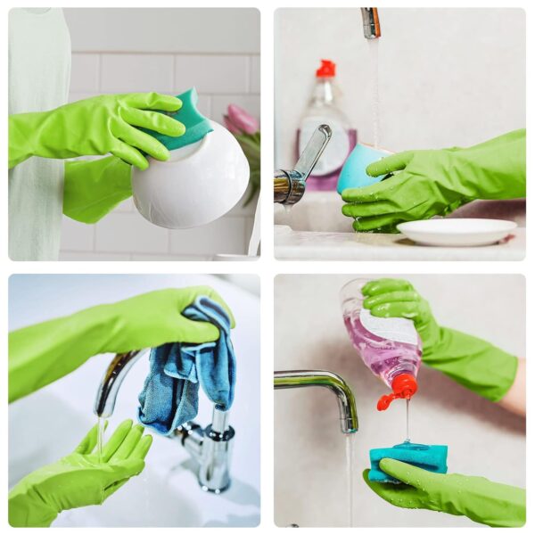 2-Pairs-of-Durable-Rubber-Gloves-Reusable-Non-Slip-Cleaning-Gloves-Long-Sleeved-Waterproof-Dishwashing-Gloves-to-Protect-Hands-Soft-and-Comfortable-Premium-Kitchen-Gloves-Small-Green.jpg 2 Pairs of Durable Rubber Gloves, Reusable Non-Slip Cleaning Gloves, Long-Sleeved Waterproof Dishwashing Gloves to Protect Hands, Soft and Comfortable Premium Kitchen Gloves, (Small Green)