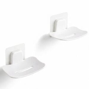 2 Pcs Self-Adhesive Soap Holder for Bathroom Wall Mounted No-Drill Soap Stand with Water Drainage | Strong Sticker Plastic Soap Dish for Wash Basin & Kitchen (Pack of 1)