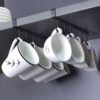 2 Pieces Cups Hooks Under Cabinet Mug Storage Hooks Mutifunctional 2 Pieces Cups Hooks Under Cabinet Mug Storage Hooks Mutifunctional Hooks Kitchen Utensil Ties Belts Scarf Hanging Rack (Black)