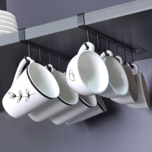 2 Pieces Cups Hooks Under Cabinet Mug Storage Hooks Mutifunctional 2 Pieces Cups Hooks Under Cabinet Mug Storage Hooks Mutifunctional Hooks Kitchen Utensil Ties Belts Scarf Hanging Rack (Black)
