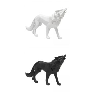 2 Pieces Nordic Wolf Figurine Wild Animal Model Crafts for Office Ornament