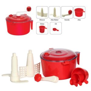 2 in 1 Atta Dough Maker Non-Electric with Measuring Cups 2 in 1 Atta Dough Maker Non-Electric with Measuring Cups | Manual Dough Kneader Machine for Roti, Chapati & Bread | Easy Kitchen Tool for Home Use, Atta Maker Set